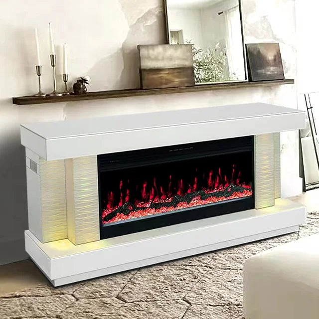 A91 TV STAND W/FIREPLACE (WHITE)