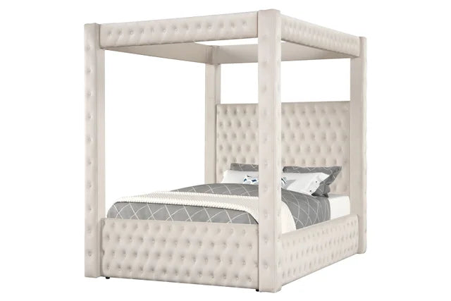 Castle Cream Platform Bed - Queen, King