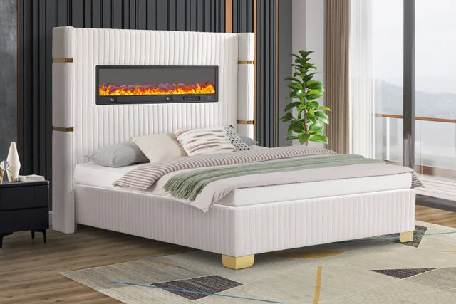 Romance White Platform Bed Queen , King