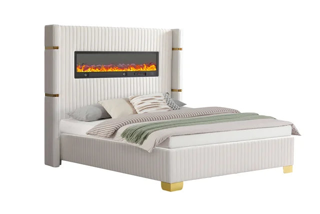 Romance White Platform Bed Queen , King