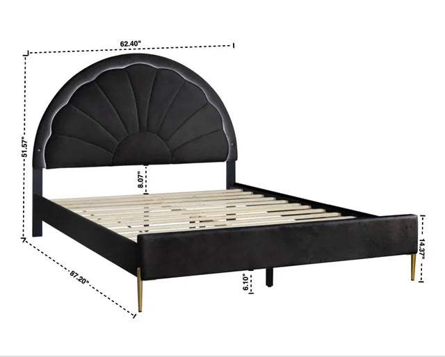 Flora Black Platform Bed Full ONLY (LED LIGHTS) **NEW ARRIVAL**