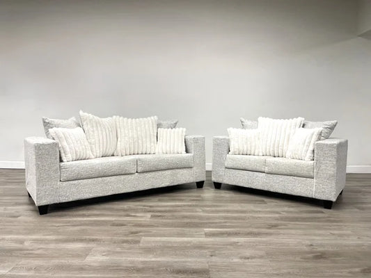 410-2PC-CREAM Sofa and Loveseat Set **NEW ARRIVAL**