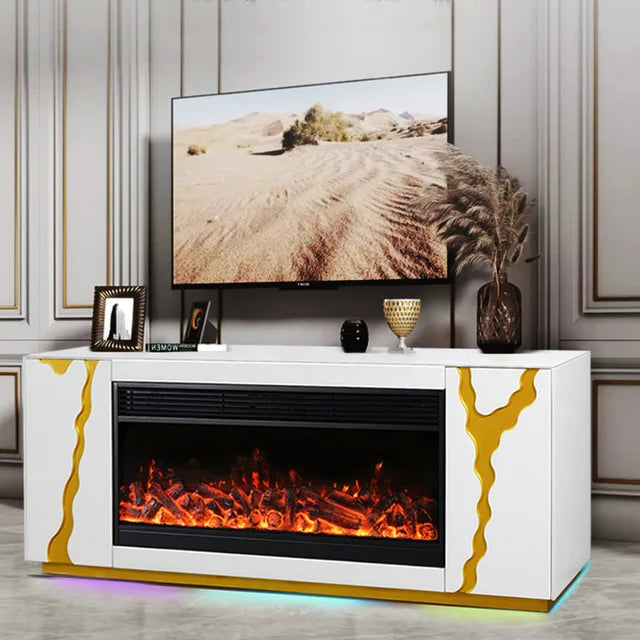 A904 TV STAND W/FIREPLACE (WHITE) **NEW ARRIVAL**