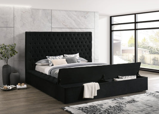 Paris Black Platform Bed Queen, King