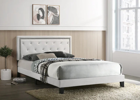 Passion White Velvet Platform Bed - Queen, King (TWIN, FULL SOLD OUT)