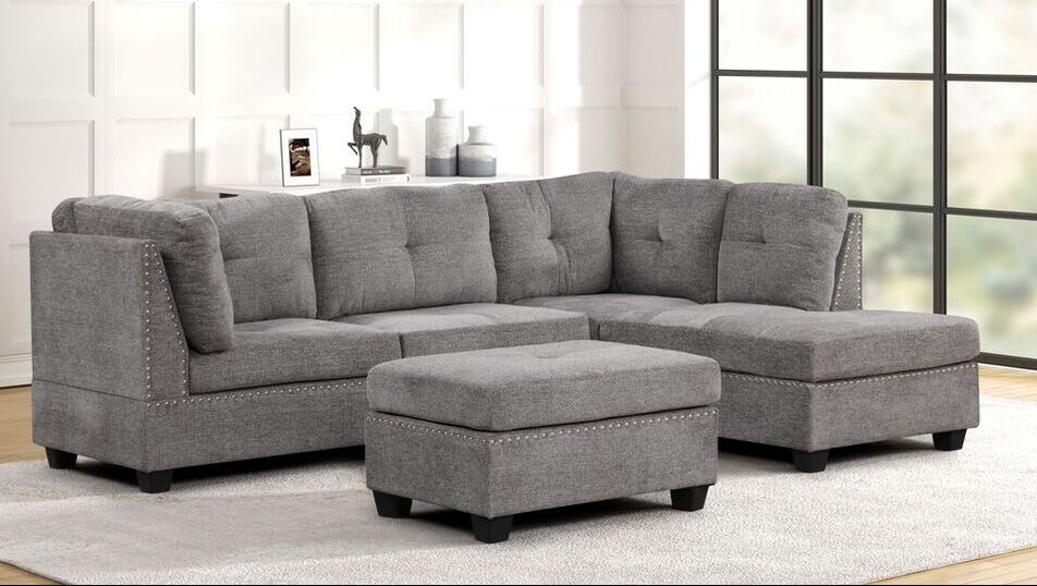 Sienna - Gray Sectional + Ottoman Set (ETA: 5/17)