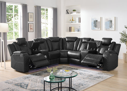 Spaceship Black Power Reclining Sectional **NEW ARRIVAL**