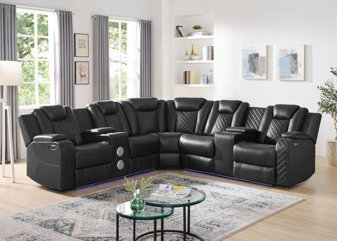 Spaceship Black Power Reclining Sectional **NEW ARRIVAL**