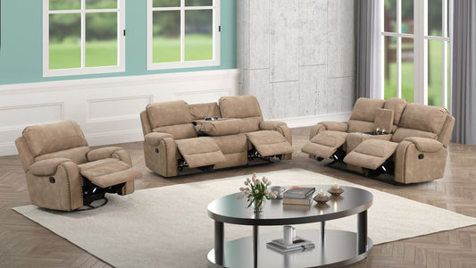 Titan1001-Latte OVERSIZED 3pc Reclining Set