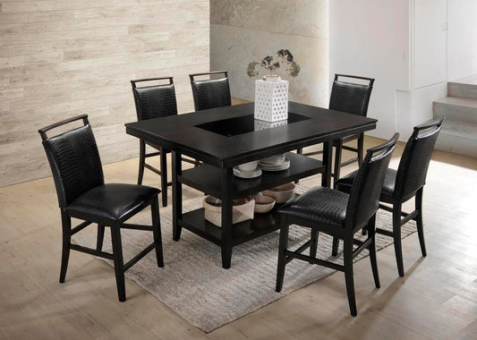 Tommy Black 7-Piece Counter Height Set